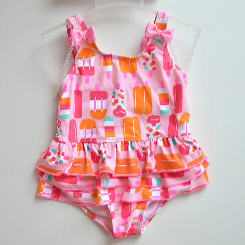 Купальный костюм для девочек 1 предмет От до 8 лет детский купальник с рисунком