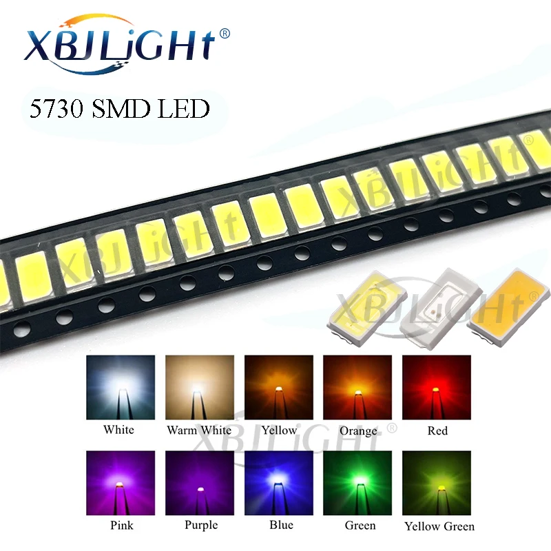 100 шт. 5730 0 5 Вт led красный желтый и зеленый цвета оранжевый белого синего розового