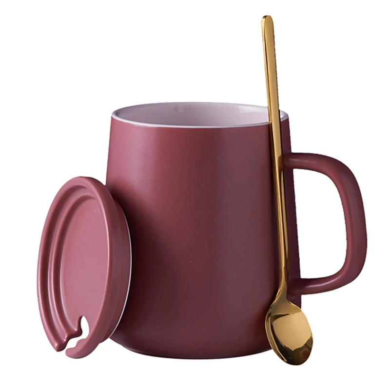 

Керамические кружки с крышкой и ложкой, легкая креативная кофейная кружка, чашка контрастных цветов, идеальный подарок для друзей на день р...