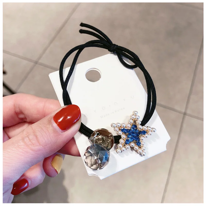 M MISM звезда кристаллический шар конский хвост держатель жемчужная резинка для