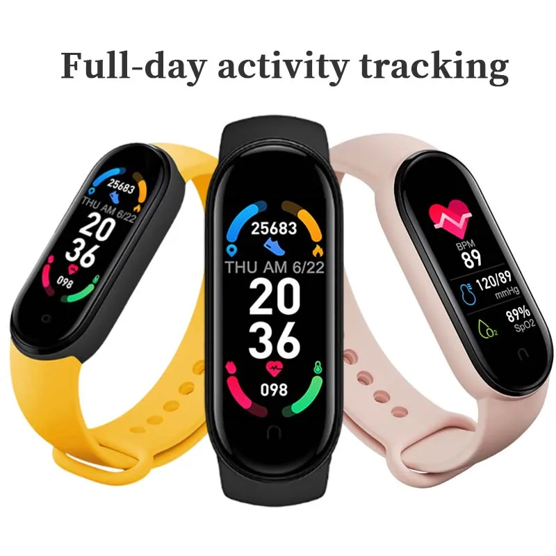

2021 M6 Smart Bracelet Men Fitness Smart Wristband Women Sports Tracker Smart Watch Play Music Bracelet M6 Band PK XIAOMI HUAWEI