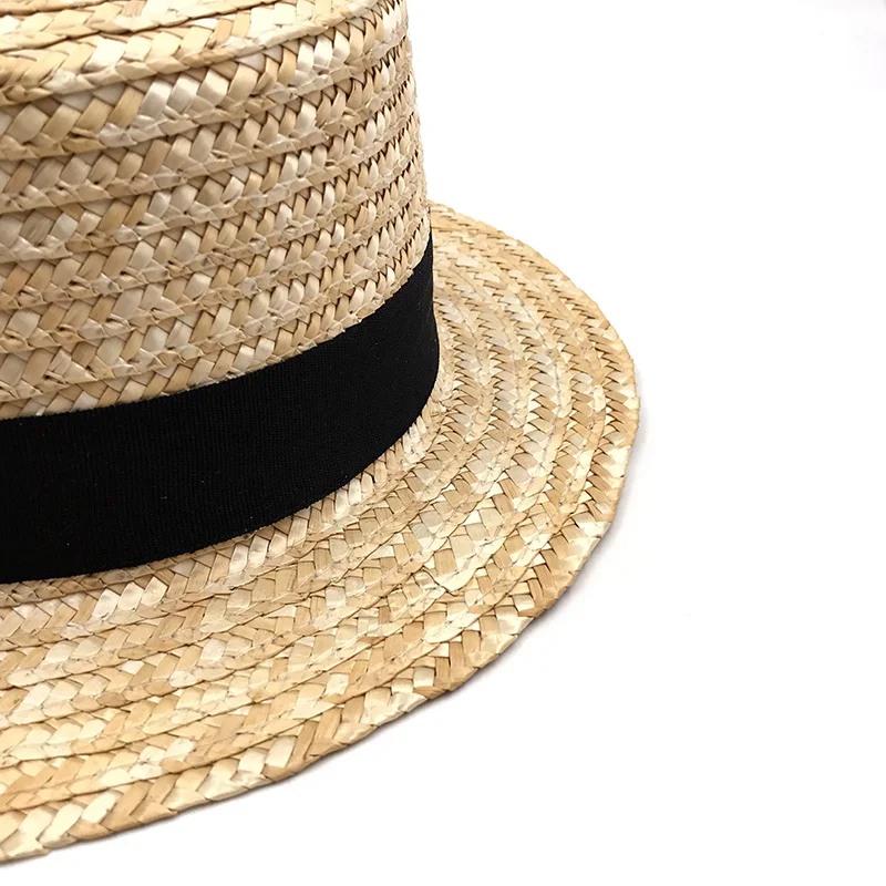 

2019 summer Flat sun hats for women chapeau feminino straw hat panama style cappelli Side with bow Beach bucket cap girl topee