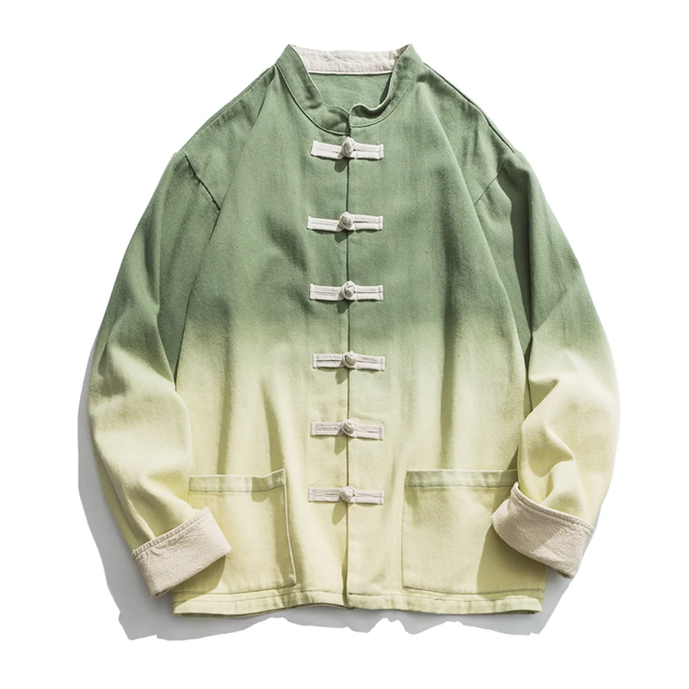 

Chinese Style Tang Dress Hanjacket with disc button jacket 2019 Men's pocket Cotton Male jacket Retro Plus Size M-5XL