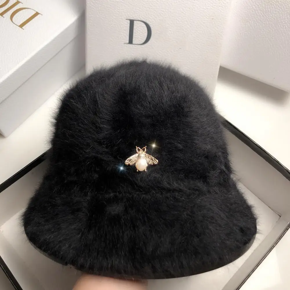 Новая зимняя женская шапка для раковины из кроличьего меха простая и