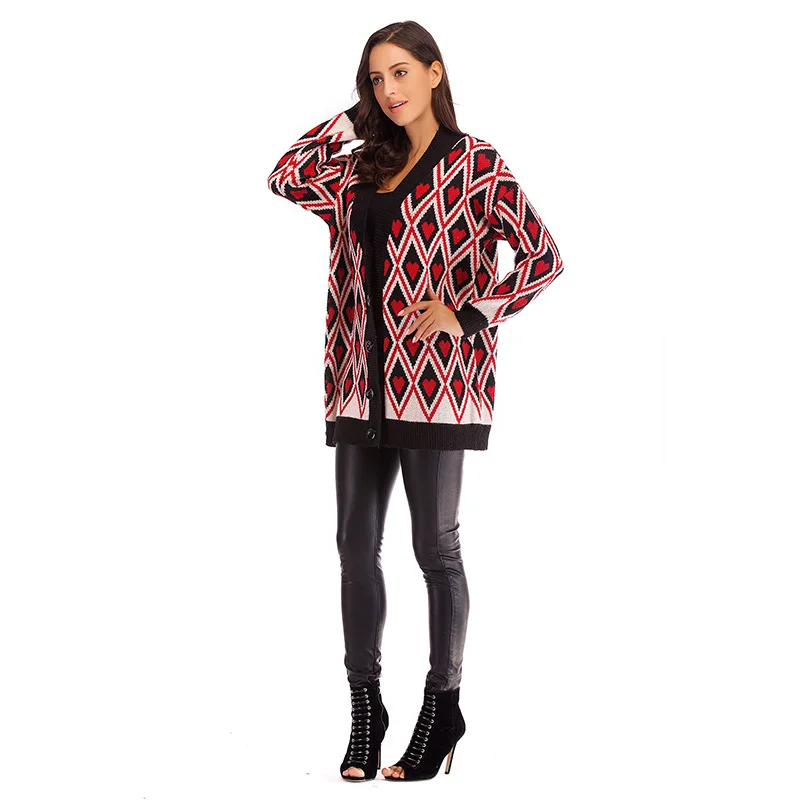 

Женский свободный свитер с V-образным вырезом, на пуговицах