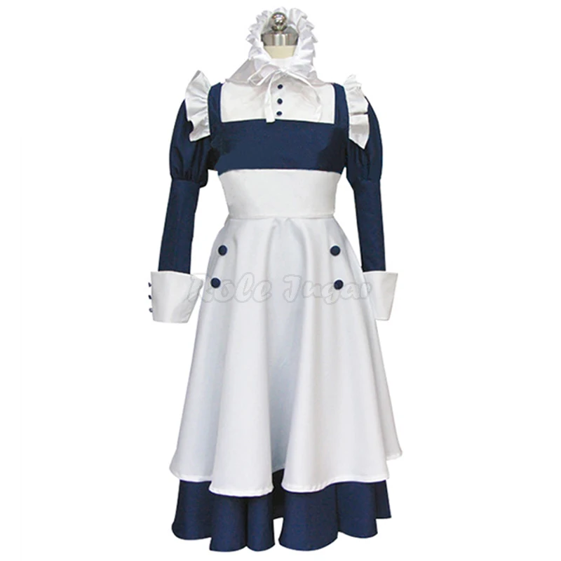 

Japan Anime Cosplay Black Butler Kuroshitsuji Mey Rin Black / Blue Maid Dress + Apron Suits Halloween Party Show Costume C90M266