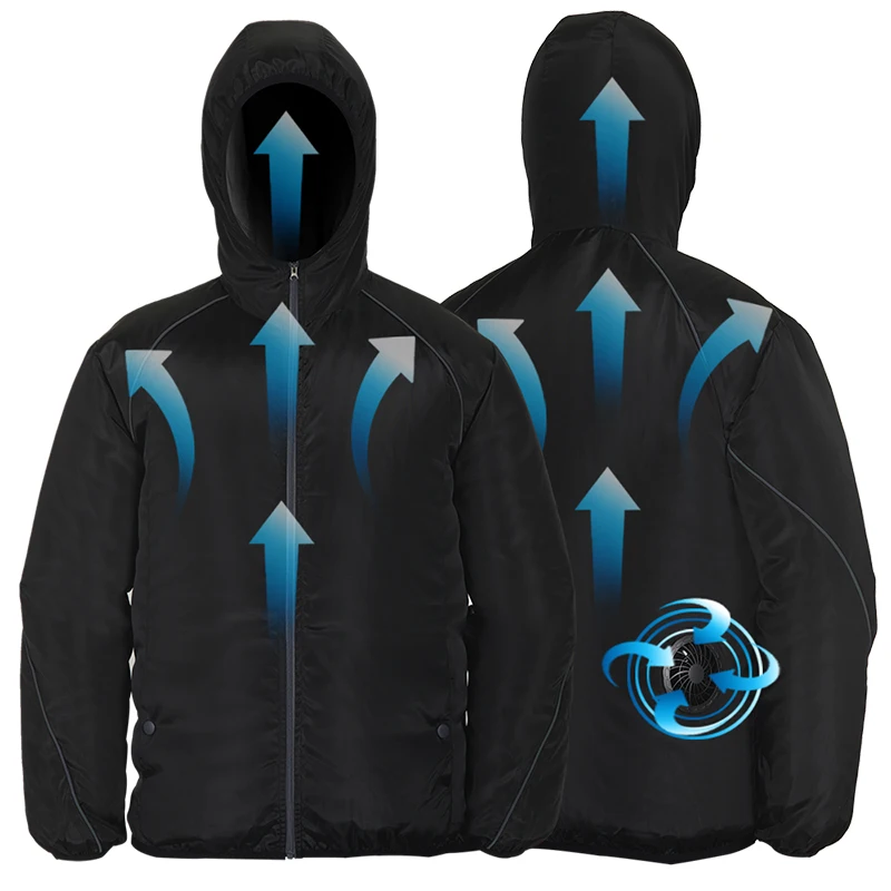 

2020 Summer New Fan Cooling Jacket Men Women Air Conditioning Jackets Outdoor Reflective Hooded Fishing men jacket clothing