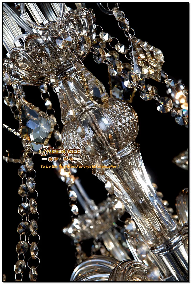 Современная хрустальная люстра коньяк лампа с стеклянными дужками подвесные