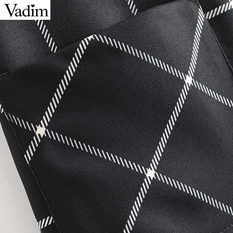 Женское элегантное платье vadim клетчатая юбка миди с поясом бабочкой и молнией