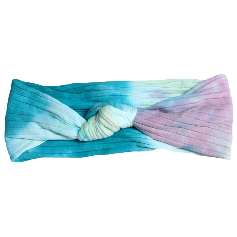 

Casual Tie Dye Ribbed Cotton headbands Hair Accessories for Women Ladies New Boho Multi-color Printing Knot Hairband Whoelsale