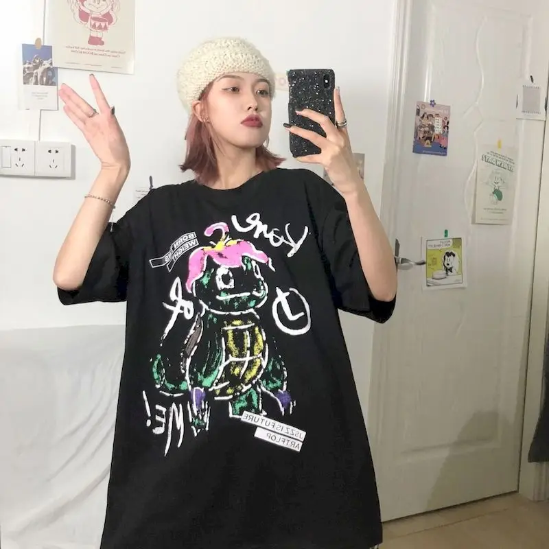 

NEW fuuny printed Harajuku t shirts streetwear women tops plus size tshirt summer short sleeve t-shirts black couple tees