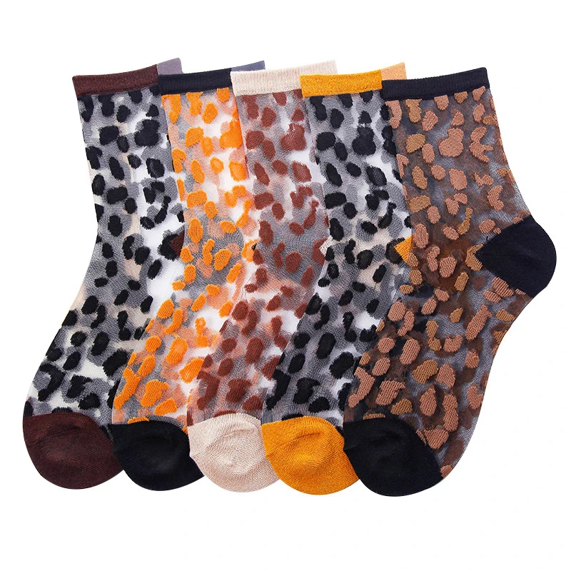 Популярные леопардовые дышащие летние тонкие носки женские модные популярные