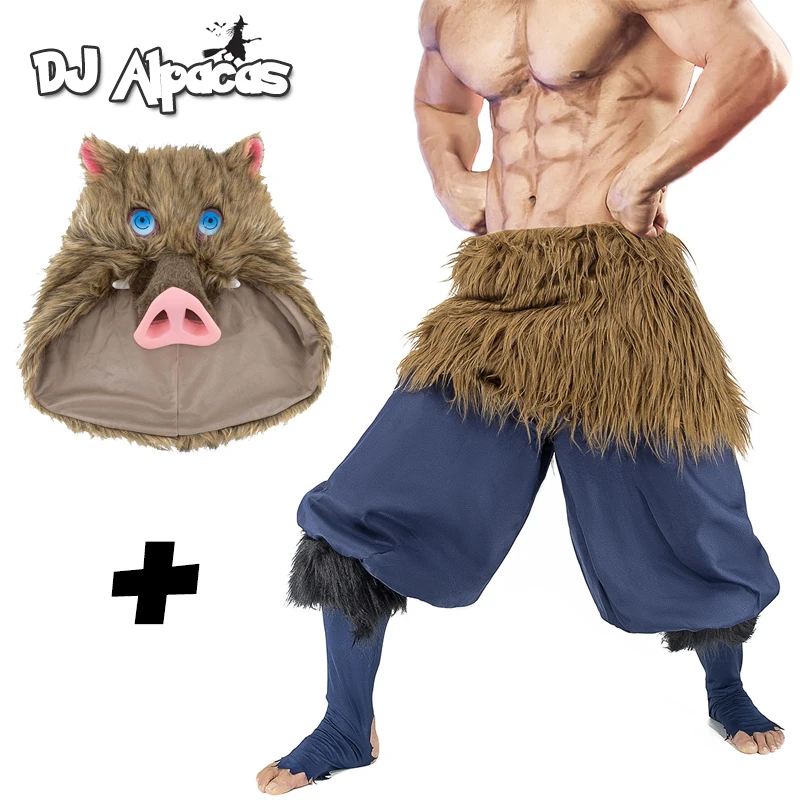 

Demon Slayer Cosplay Kimetsu No Yaiba Hashibira Inosuke Cosplay Costume Pants Apron Leg Band Halloween Costume Trousers