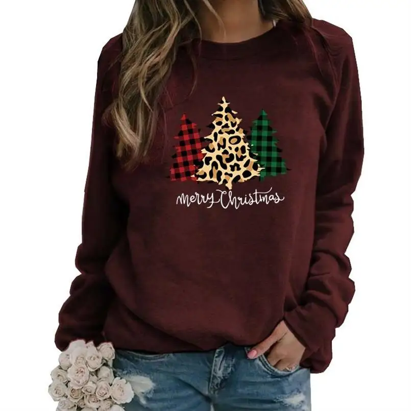 

Hoodies For Women Long Sleeve Round Neck Hoodies Merry Christmas Letters Print Tops Sweatshirts Femmes Loose Girls Plus Size