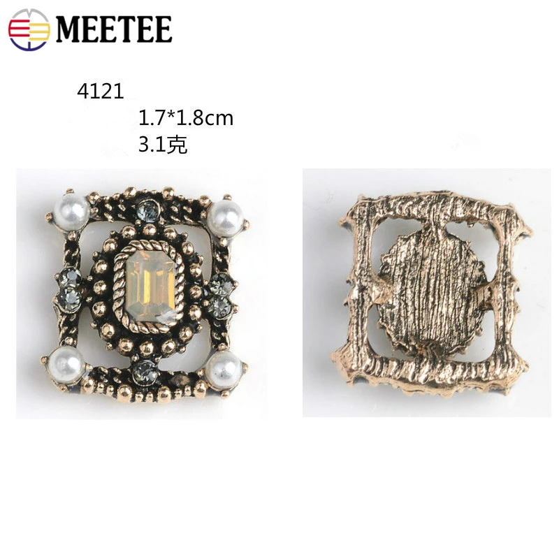 Meetee 10pcs Vintage Antique Gold Rhinestone Button Hand Jewelry Decoration Buckle DIY Crafts Sewing Accessories ZK043 | Дом и сад