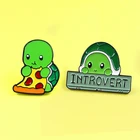 Милые животные, зеленая черепаха, пицца, искусственная имитация, булавка на лацкан, значок на рубашку, черепаха для детей, ювелирные булавки