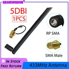 GRANDWISDOM 1 шт. 433 МГц Антенна 5dbi sma разъем lora модуль lorawan антенна ipex 1 SMA Штекерный Удлинительный кабель
