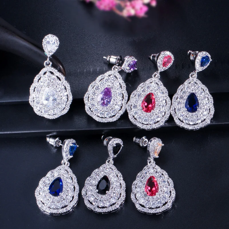 Серьги и ожерелье в виде ослепительной груши|3 piece jewelry sets|earrings and necklacefashion set |