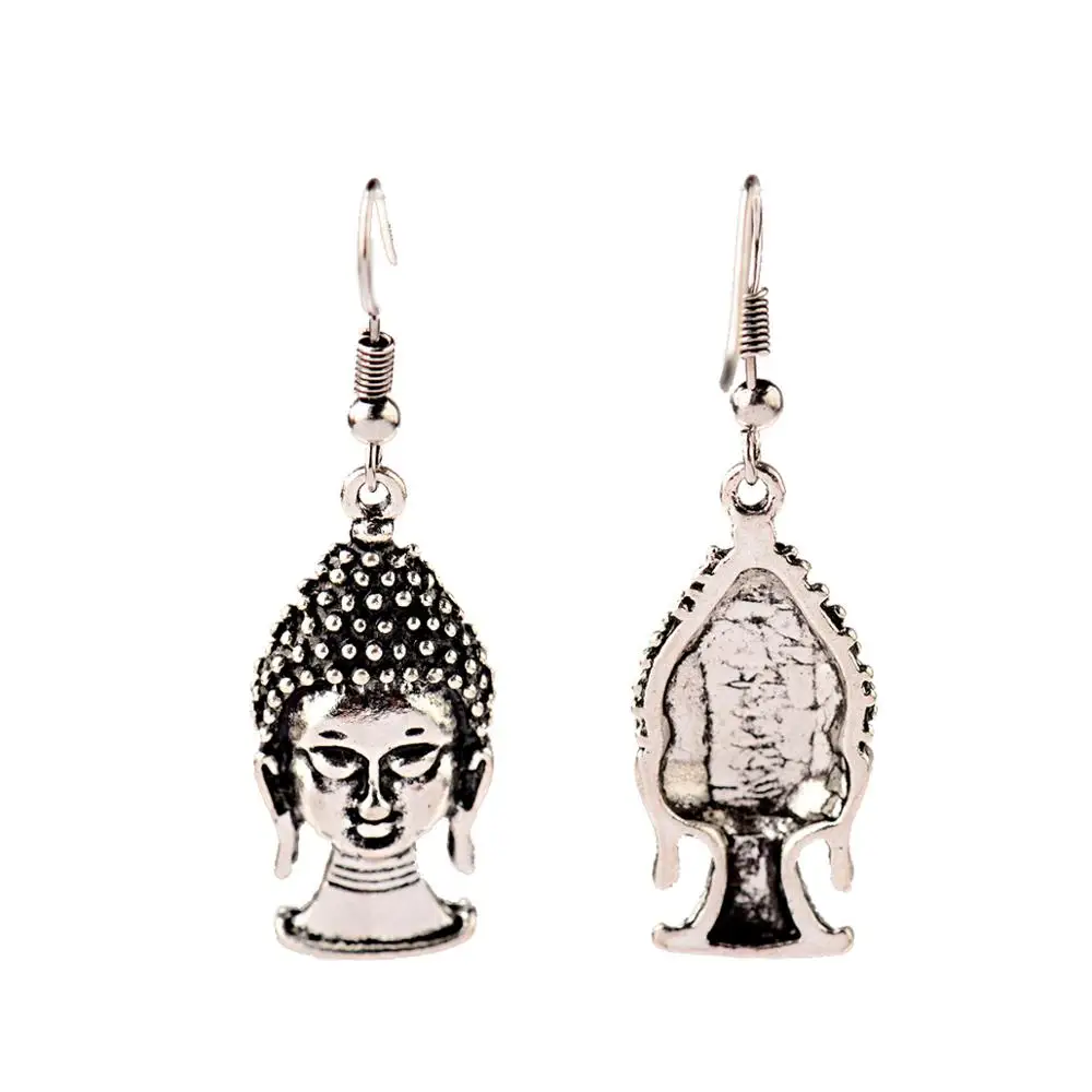 Женские индийские серьги Jhumka Винтажные серьги-подвески в виде Будды серебряного