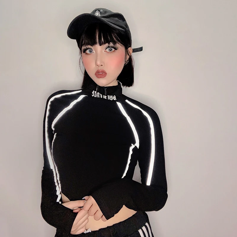 IAMHOTTY с буквенным принтом высоким плотно облегающим шею воротником длинными
