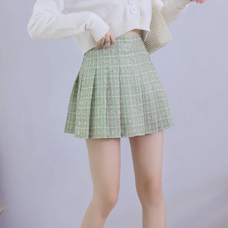 Плиссированная юбка трапециевидной формы в клетку с высокой талией на молнии