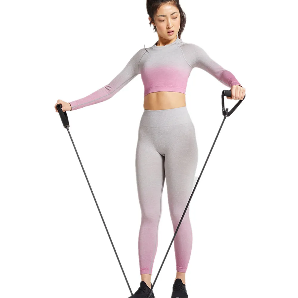 Женский комплект для йоги бесшовный бюстгальтер фитнеса и спортивный с высокой