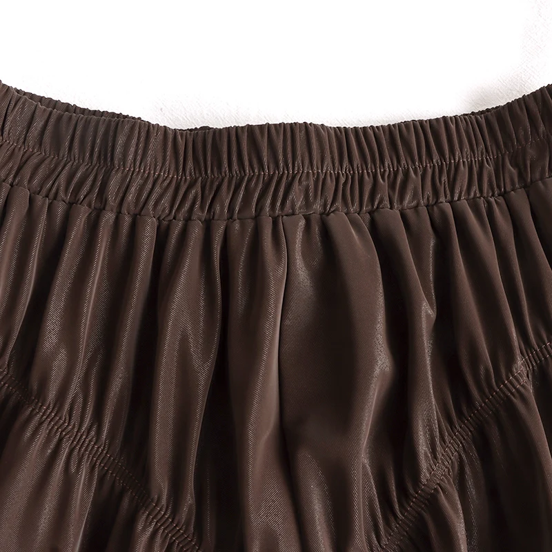 Женская плиссированная юбка с завышенной талией сияющая трапециевидная миди со