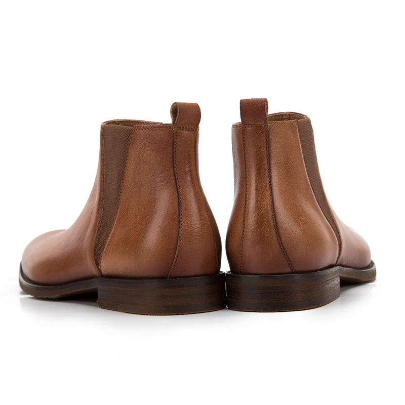 

British Style Genuine Leather Men's Comfortable Chelsea Ankle Boots Round Toe Handmade Man Retro Riding High-Top Shoes KUD265