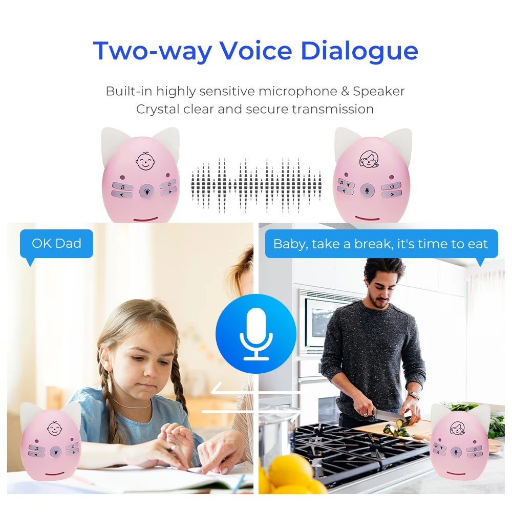 Baby Monitor Wireless Two-Way Audio Walkie Phone Alarm Kids Babysitter Radio Nanny Intercoms with Night light Music monitor bebe |