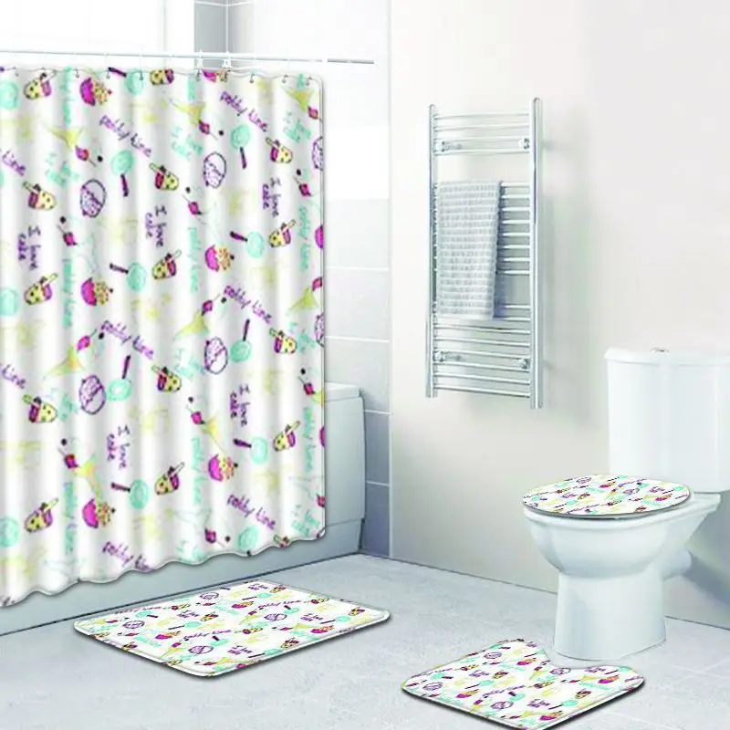 Милое животное кошка печать водонепроницаемая ткань для занавесок душа ванна