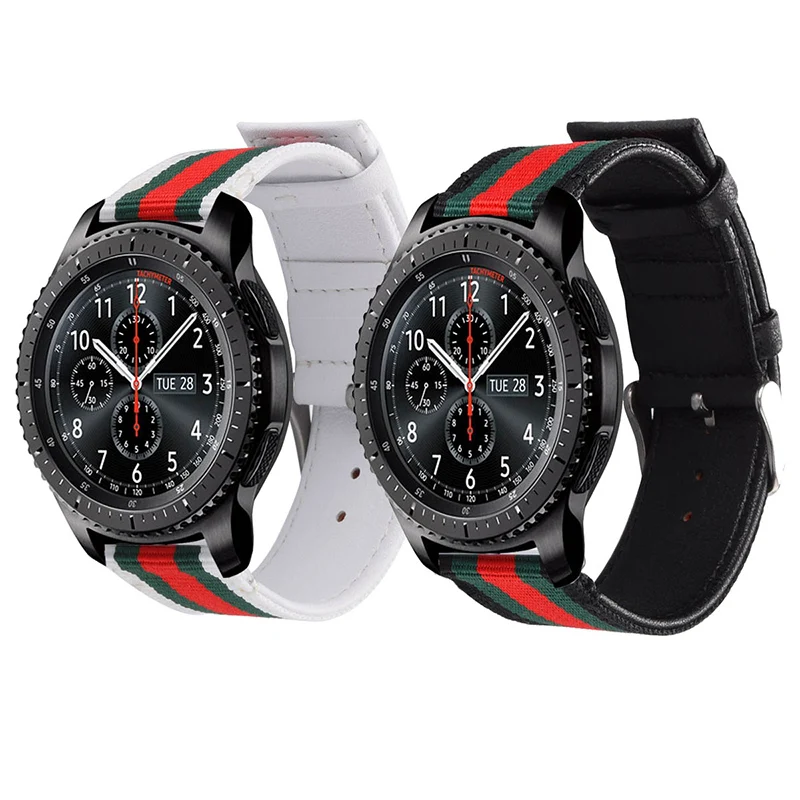 Ремешок из натуральной кожи 22 мм нейлоновый ремешок для Samsung Gear S3 Frontier Classic часов 3