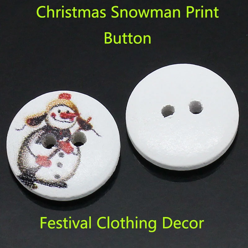 100 шт рождественские Снеговики печать деревянные круглые кнопки для шитья