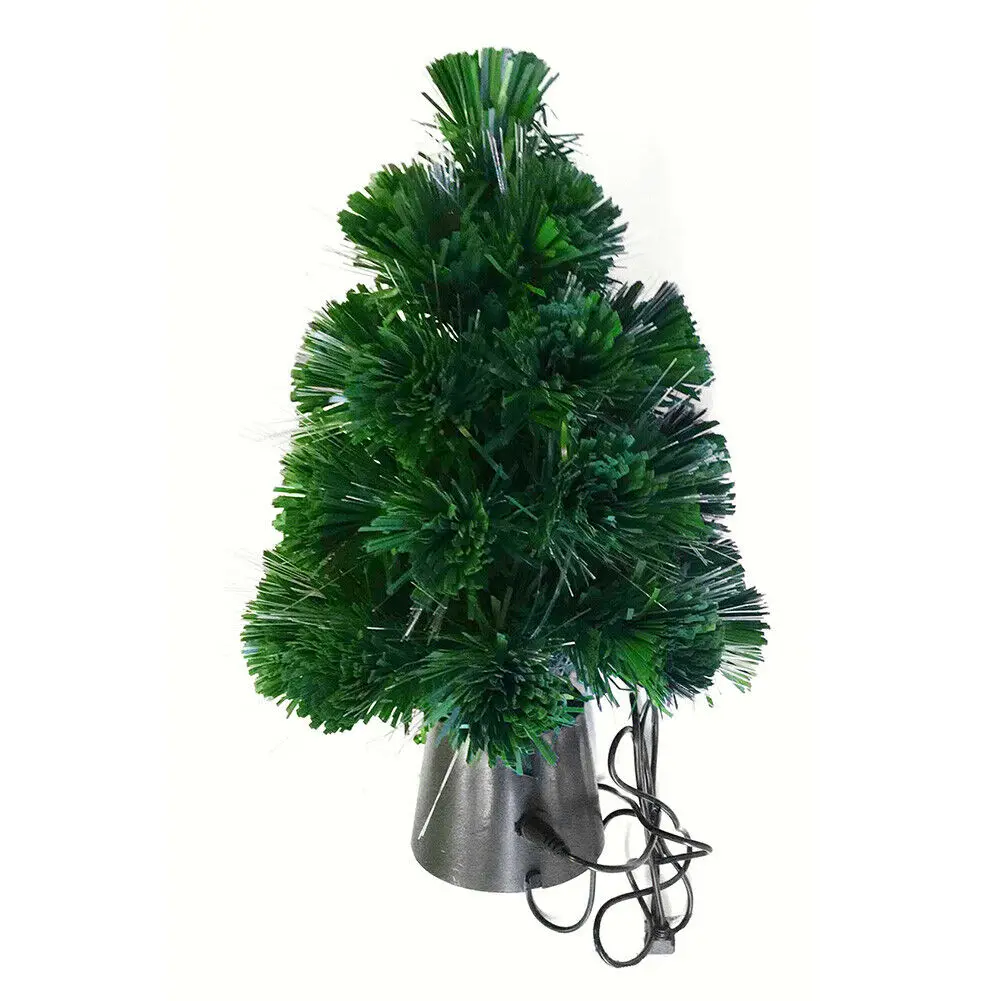 30*20cm Newly USB Fiber Mini Christmas Tree Desk Table Decor Festival Party Ornaments Xmas Gift
