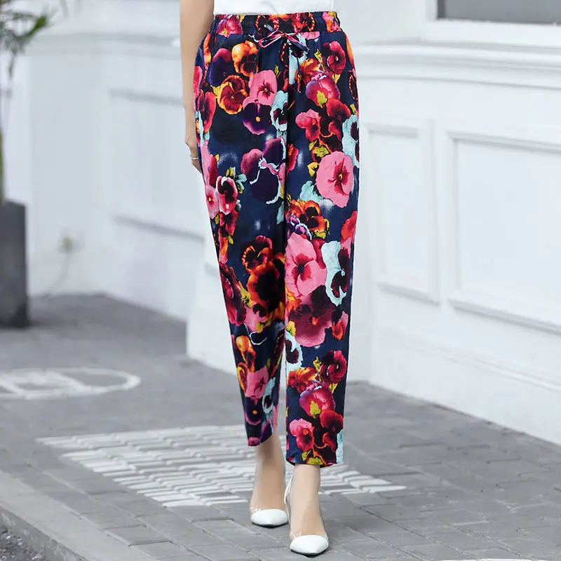 Новинка 2020 женские узкие брюки среднего возраста летние повседневные пляжные Boho
