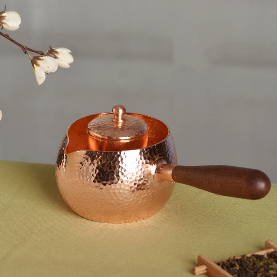 Ручная работа чайник из чистой меди кофейник с ручкой бойлер молоток узор посуда