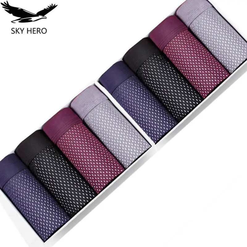 Трусы боксеры мужские 8 шт./лот летние Соблазнительные сетчатые с карманом