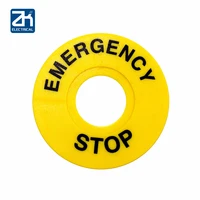 10pcslot abs emergency stop button switch alarm ring yellow sign button box warning stop outer dia 60mm opening 22mm