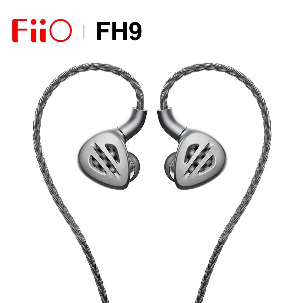Наушники-вкладыши FiiO FH9 Hi-res 1DD + 6BA, Hi-Fi наушники-вкладыши IEM MMCX, чистый серебристый кабель высокой чистоты, 2,5/3,5/4,4 мм, гарнитура с 3 разъемами