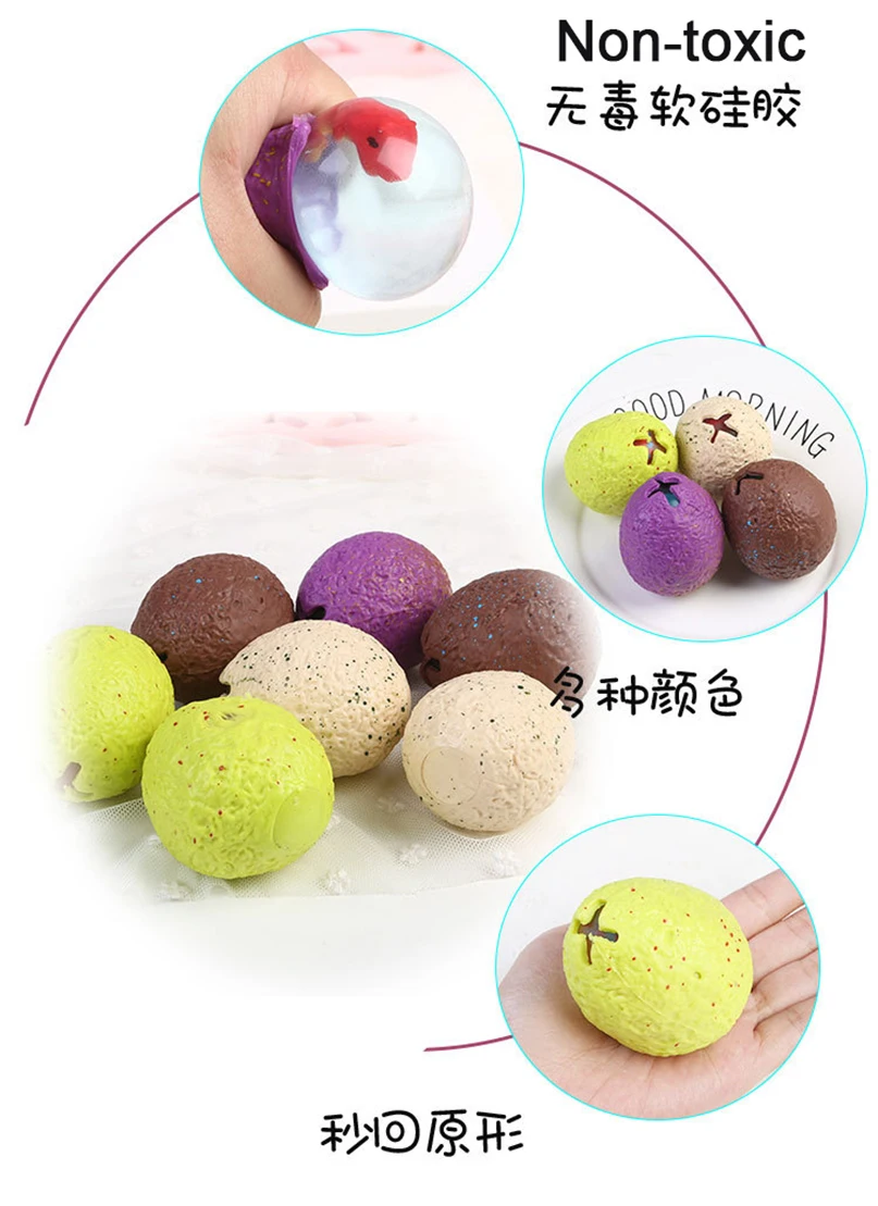 

12pcs Hand Press Squeeze Toy Dinosaur Eggs Funny Squeeze Antistress Stress Relief Practical Jokes Fun Surprise Toy for Children