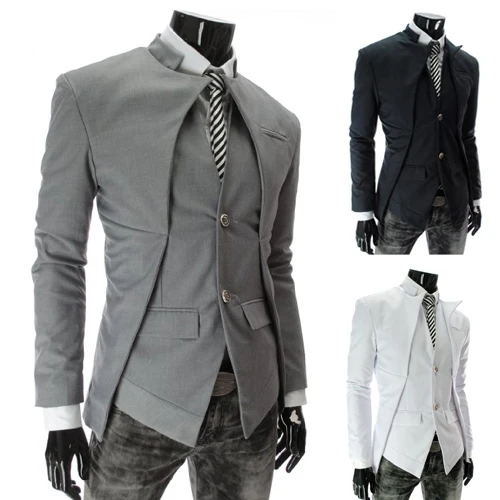 

Foreign trade wholesale 2021 spring autumn hot sale bridegroom gentleman England asymmetrical jacket special men's suits tops