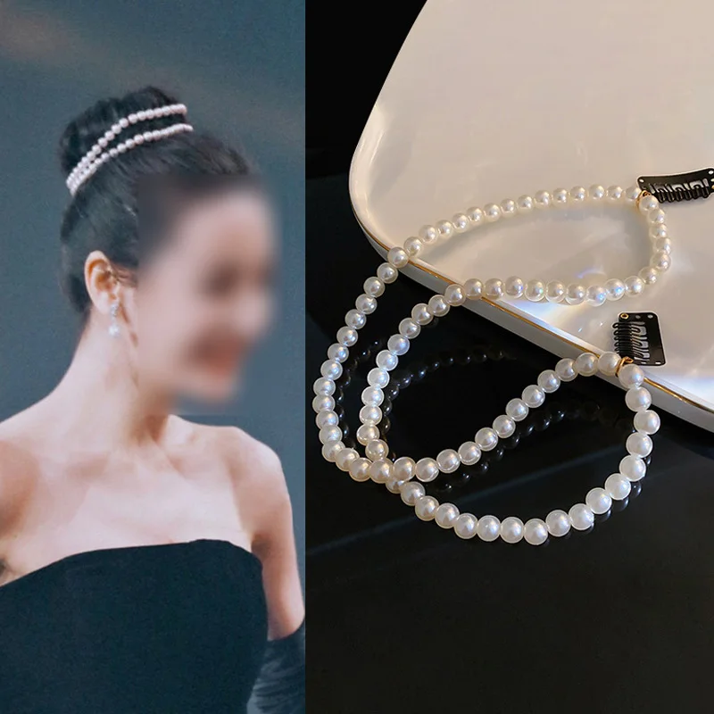 

Pearls Chain Hair Pin Hair Clip Women Party Headdress Hair Accessories Crab Hair Clips Styling Tool
