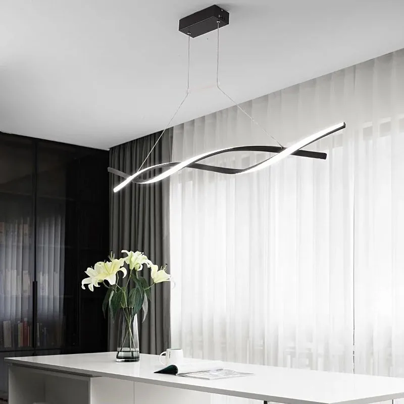 

Aluminum wave Lustre Avize Modern Chandelier Lighting fixtures Black or Grey Minimalist Modern Led Chandelier For Living Room