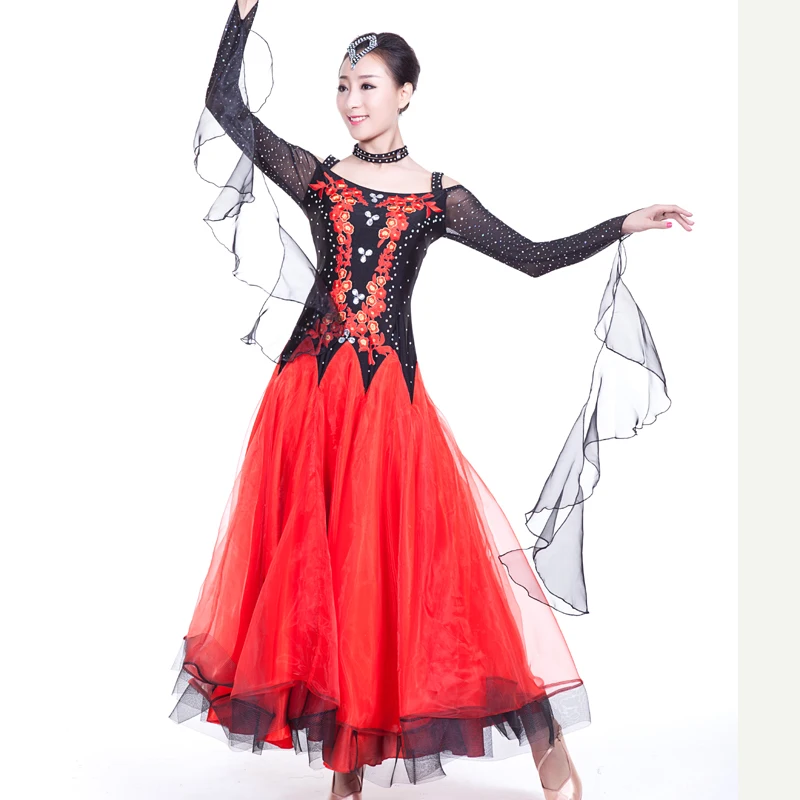 Женские платья для конкурса бальных танцев с длинным рукавом современные