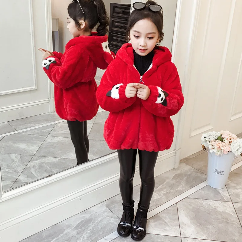 

Girls Warm Winter Coat Thick Faux Fur Fashion Cartoons Kids Hooded Jacket Coat for Girl Outerwear Girls Clothes 4 6 8 10 12 Year