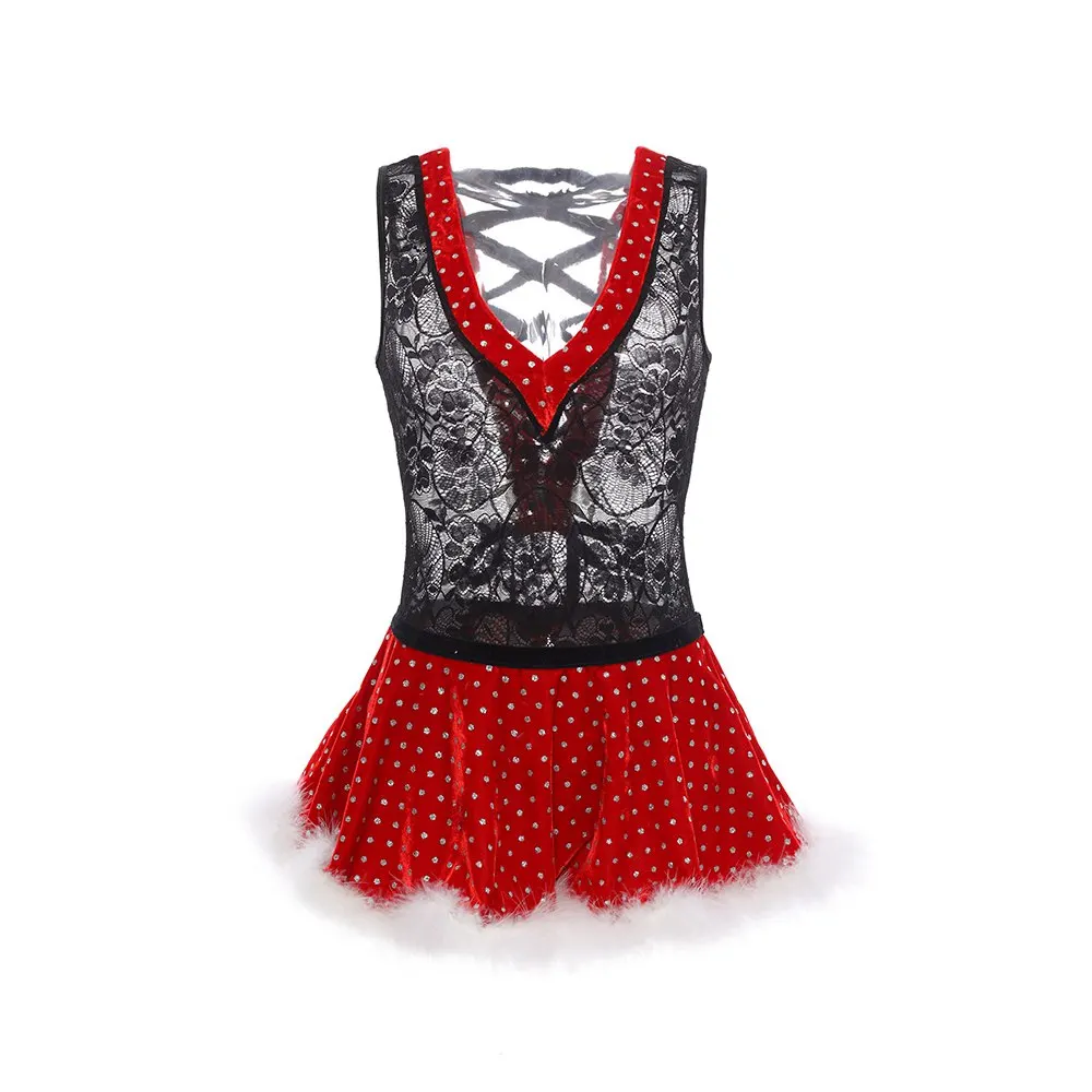 

Women Sexy Costume Miss Santa Claus Cosplay Christmas Girl Role Playing Sweetie Red Santa Girl Dress Fancy Party Dress 7067