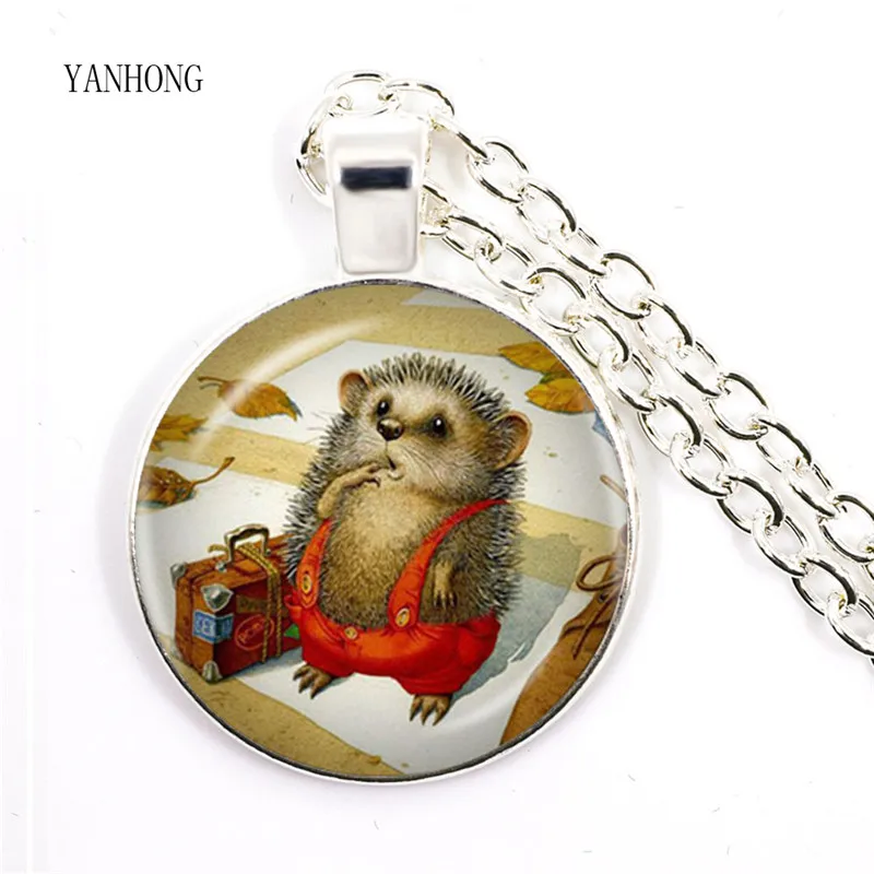 

Fashion accessories girls sweater chain glass dome hedgehog, necklace pendant for children's birthday gift