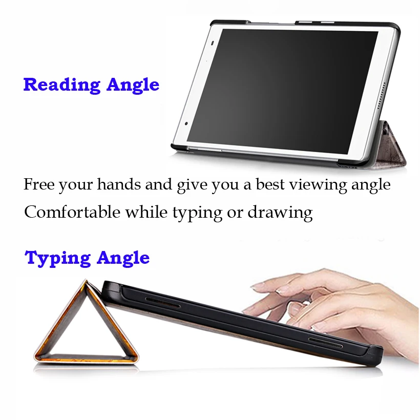 Slim Magnetic Folding Case Cover for Lenovo Tab4 tab 4 8 plus tb-8704X TB-8704F/N Tablet Protective Cover+Film+Stylus Pen