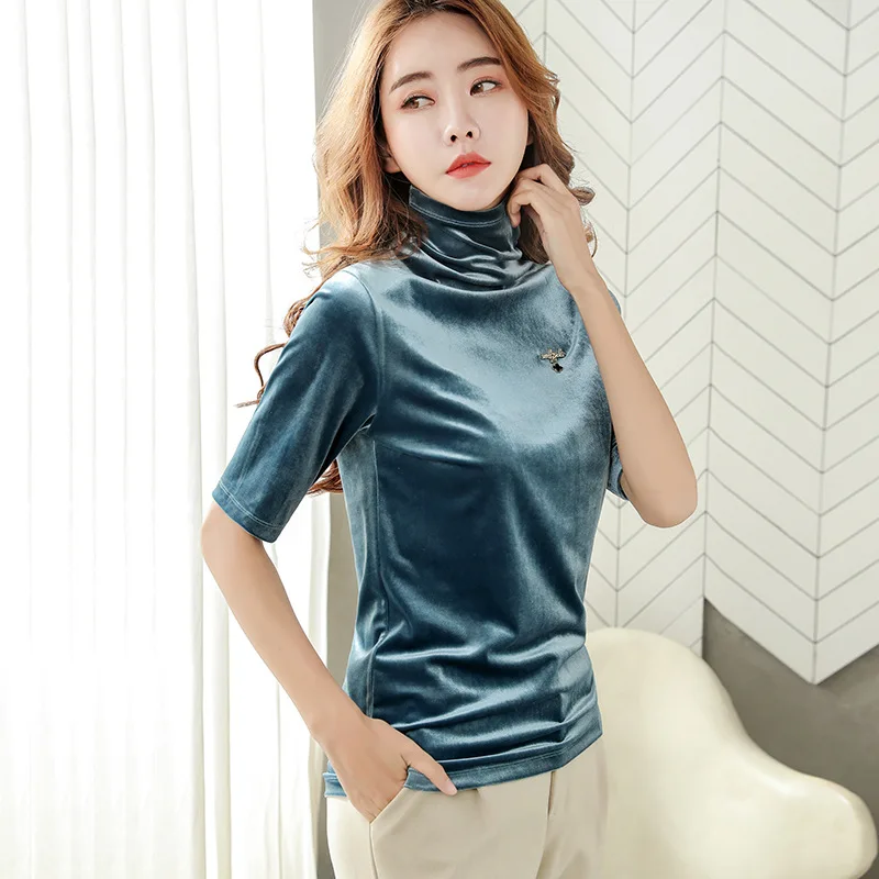 Blusas Mujer De Moda 2020 женская одежда летние блузки рубашка с высоким воротником
