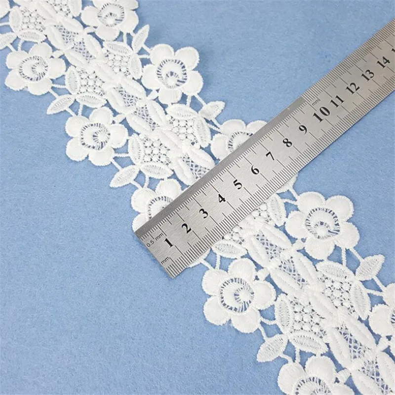 Белая Цветочная хлопковая вышитая кружевная ткань искусственная отделка