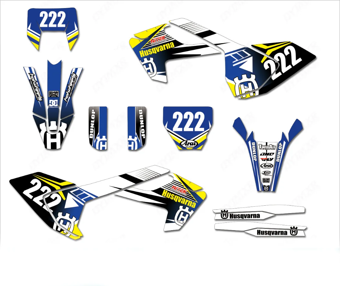 Полный комплект наклейка Глянцевая Графика Наклейка для Husqvarna 250 350 450 500 TC FC TX FX FS TE FE